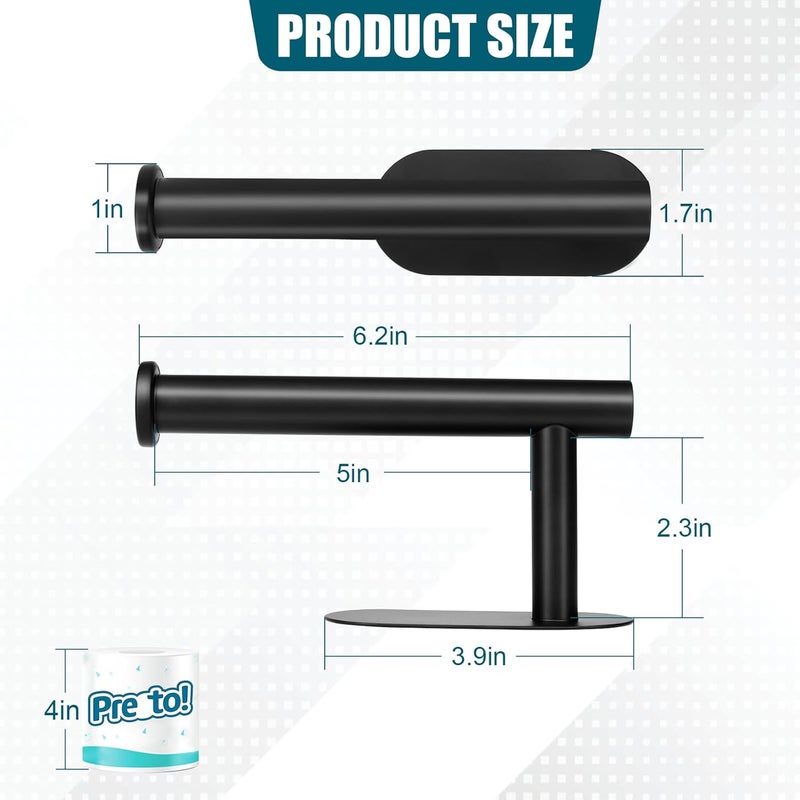 DGWHYC Self Adhesive Toilet Paper Holder, Matte Black Toilet Paper Holder Rustproof 304 Stainless Steel for Bathroom, Kitchen and Washroom, 3M Wall Mount DG-TPA21 - Image 2